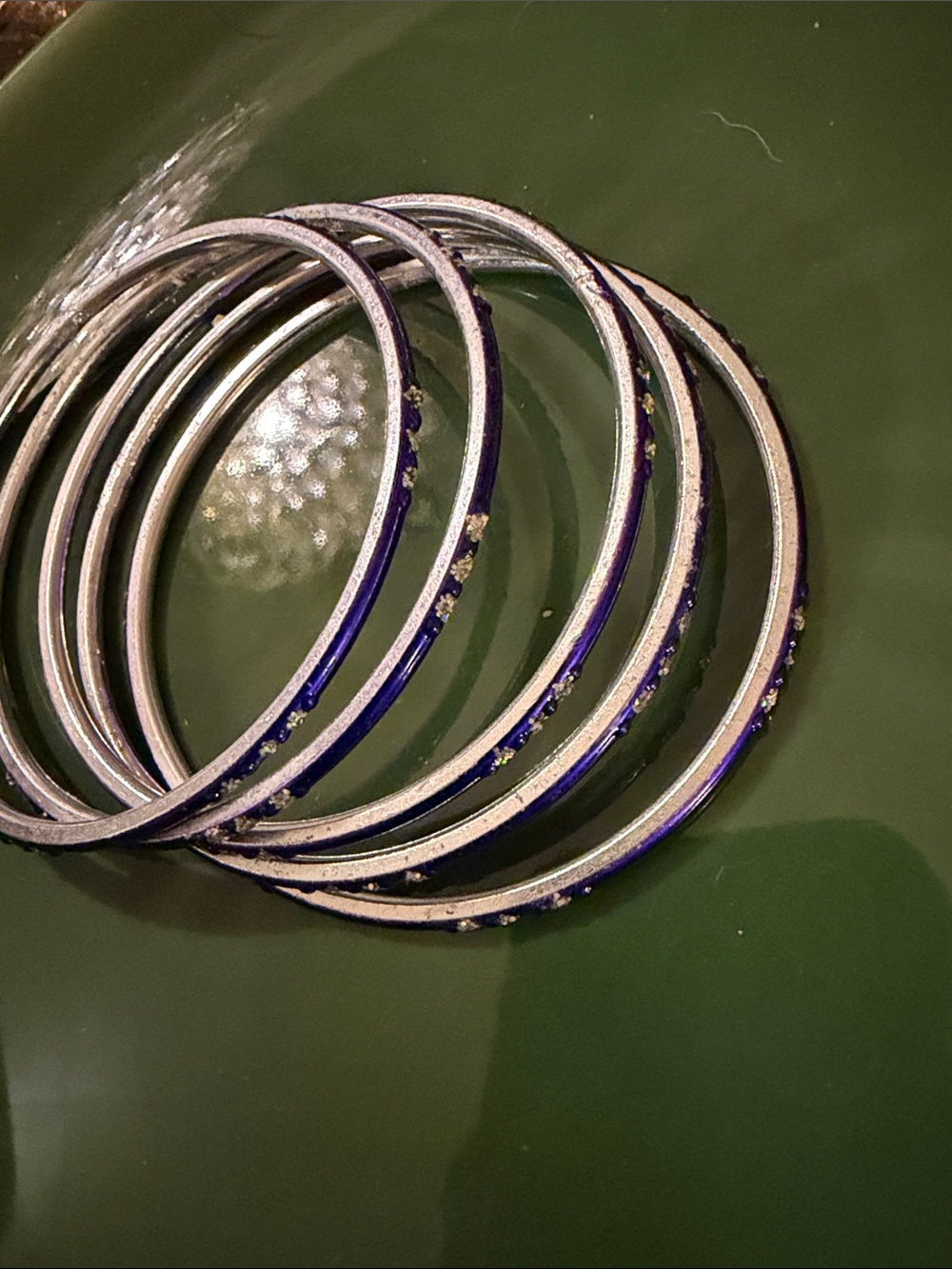 Purple and Silver Women's Bangle Bracelet Set